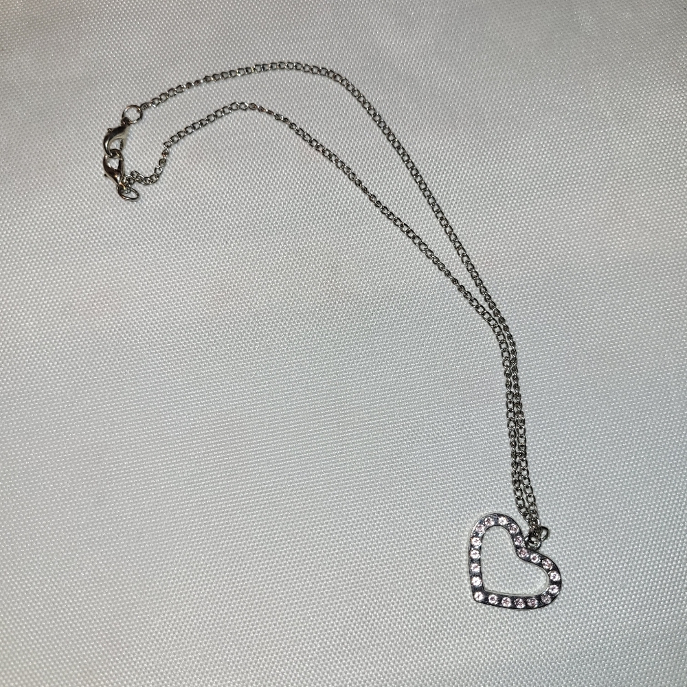 Sterling Silver Heart with Pink Jewels Pendant Necklace